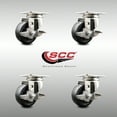 thumbnail image 2 of 3 Inch 316SS Soft Rubber Wheel Swivel Top Plate Caster Set with Brake SCC, 2 of 2