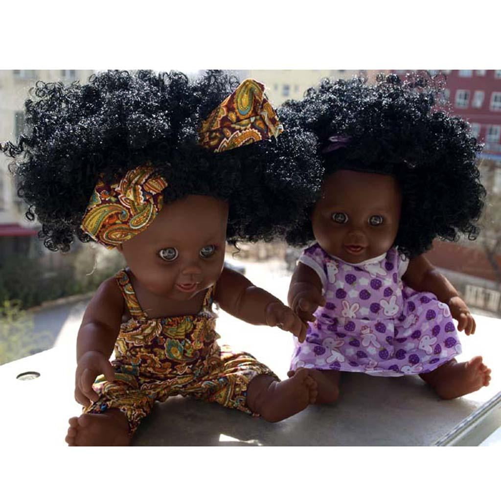 Black Curly Hair Kids Gift Black Skin Real Life Reborn 12" Baby Girl Doll 