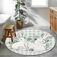 thumbnail image 4 of Round Area Rug 4ft, Easter Farm Rabbit Sketch Non-Shedding Washable Area Rug, Eucalyptus Leaves Gray Checker Non Slip Low-Profile Circle Rugs for Living Room, Bedroom Dining Room, 4 of 9