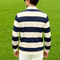 thumbnail image 4 of Sewkxo Women Striped Polo Sweatshirt Oversized Long Sleeve Rugby Shirts Fashion Fall Loose Color Block Pullover Tops,Navy XL, 4 of 8
