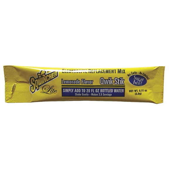 Sqwincher Lemonade Powder Sugar Free Sports Drink Mix, Package Size: 0.6 oz., Yield: 10 oz., 500 PK - 060203-LA