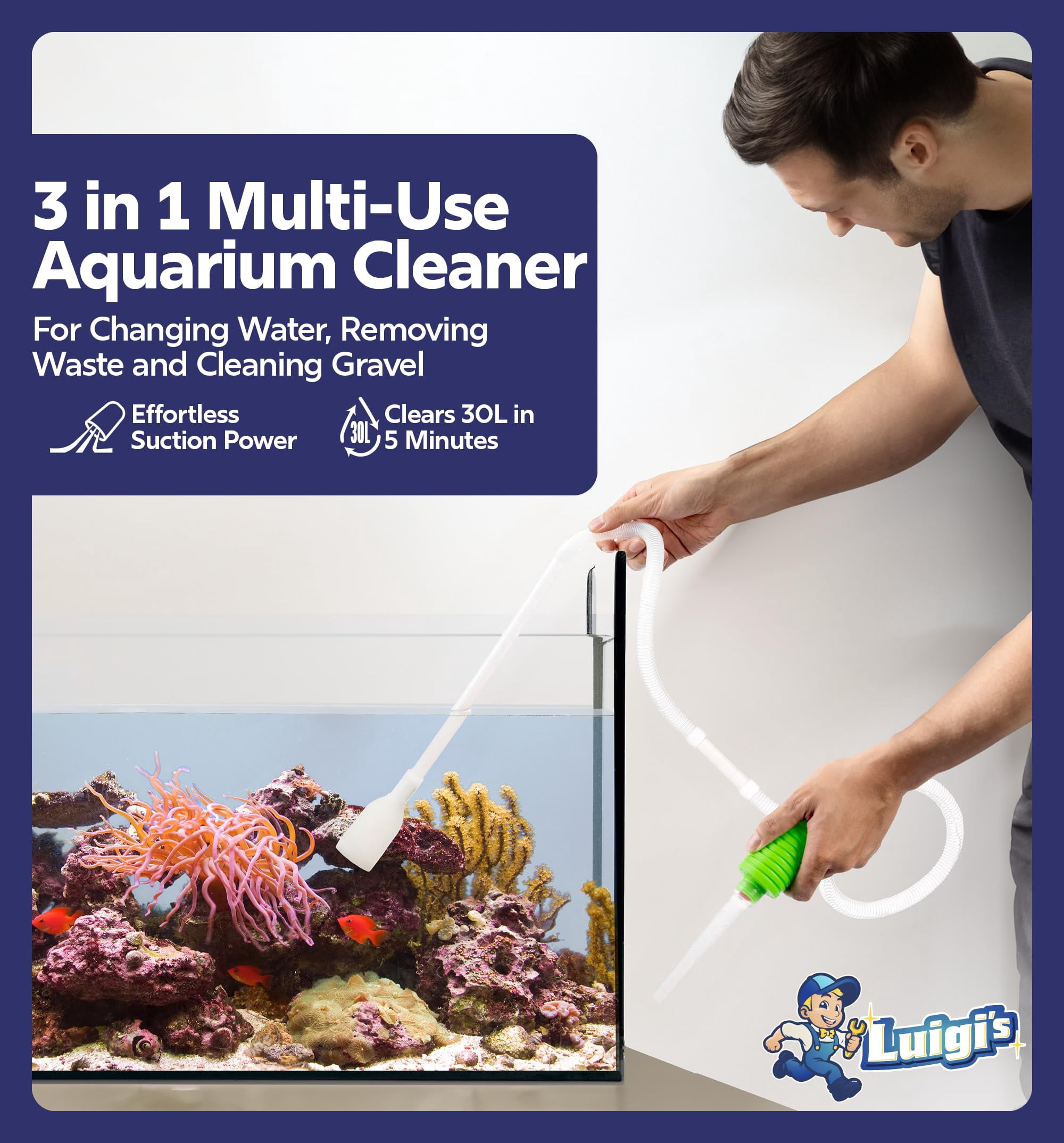 Luigi's Aquarium Fish Tank Siphon and Gravel Cleaner