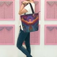 thumbnail image 6 of Zipper canvas bag large capacity large size practical handbag durable Canvas with leather material Majestic Phoenix, 6 of 7