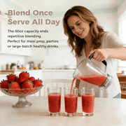 Countertop Blender, 1400W High-Power Smoothies Blender, 60oz Large Capacity with 4 Blending Modes, Includes Portable Cups for Juice & Sauces, BPA-Free, Silver