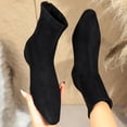 thumbnail image 2 of HAPIMO Women Ankle Boots Square Toe Flat Heel Rear Zipper Stretch Suede‑like Upper Footwear For Evening Dates And Urban Daily Outings Black 36, 2 of 9