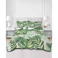 thumbnail image 2 of Quilts Twin Size Bedding Set, Tropical Palm Leaves Lightweight Quilted Comforter, Green Monstera Leaf Plants Summer Beige Soft Bedspread Coverlet with Pillow Covers for All Season, 68" x 86", 2 of 7