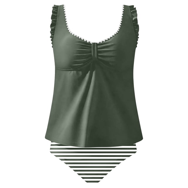 Conjunto de Bikini de Cintura Alta para Mujeres Traje de Baño de Dos Piezas de Control Del Vientre Correa Ancha de Apoyo Sólida