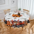 thumbnail image 3 of Halloween Tablecloth White with Pampkin Ghost Grave Spiderweb Baffalo Plaid Design - 60 Inch Round Polyester Table Cover- Water-Repellent, Washable, Reusable, and Durable, 3 of 8