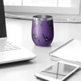 thumbnail image 3 of 12oz Stemless Wine Tumblers Purple Halloween Black Bats Vacuum Insulated Stainless Steel Travel Tumbler Cups Mug with Lid and Straw for Champaign,Cocktail,Beer with Cleaning Brush, 3 of 5