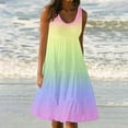 thumbnail image 2 of Dezsed Summer Dresses for Women Beach Boho Sundress Casual Loose Sleeveless Ruffle Flowy Pleated Tshirt Tank Dress Multicolor XL, 2 of 8