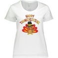 thumbnail image 3 of Inktastic Happy Thanksgiving Cute Turkey in Pilgrim Hat Women's Plus Size T-Shirt, 3 of 5