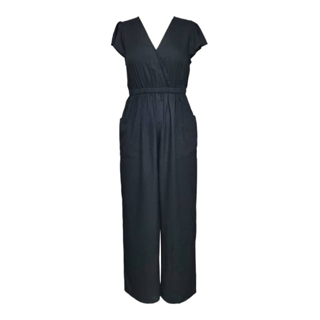 Ropa Playa Ocean Pacific para Mujer Jumpsuit Sin Manga Cuello V Elastico Cintura Negro Talla M