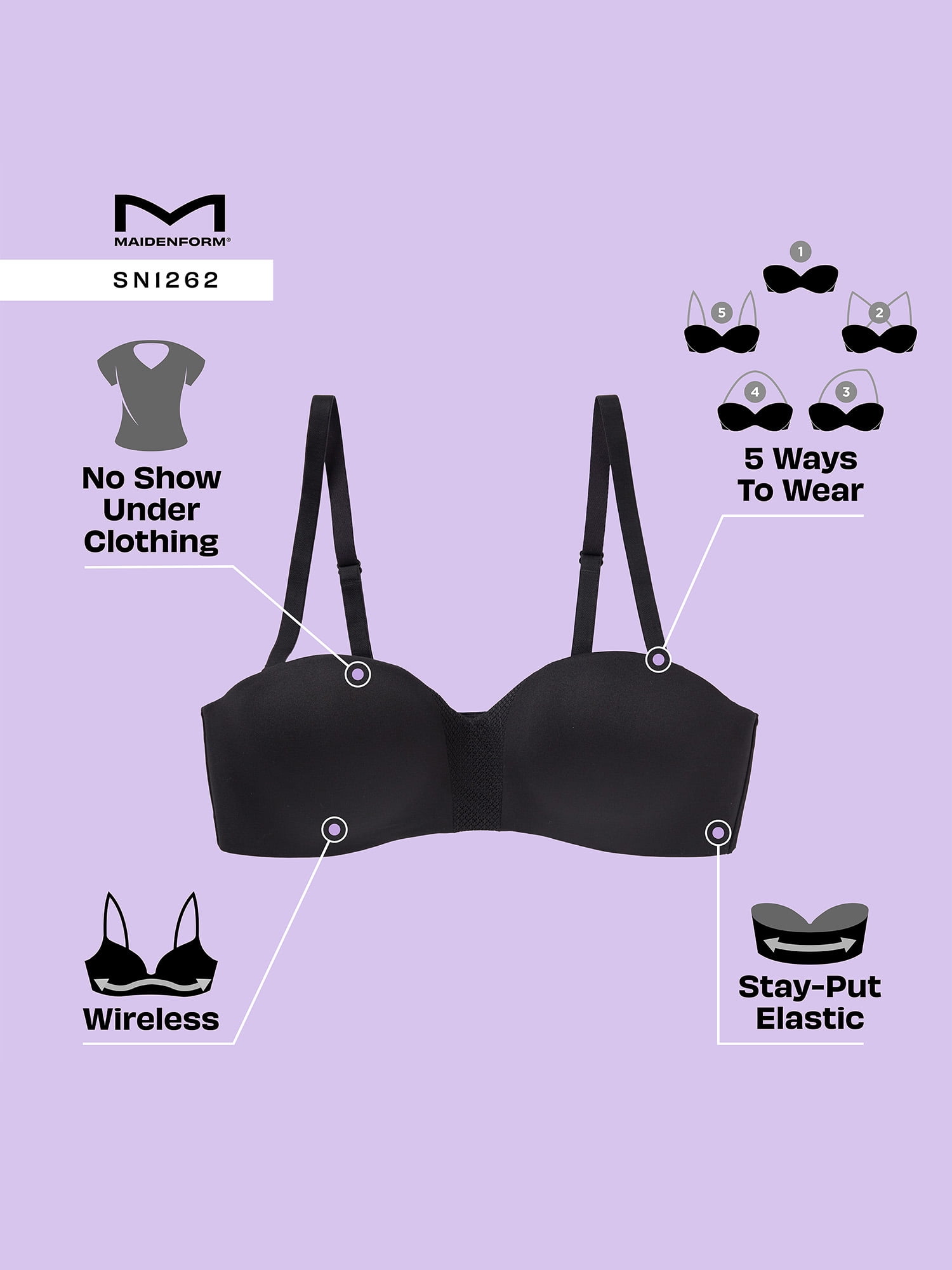 Maidenform Women's Multiway Strapless Wireless Bra - Various Sizes