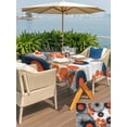 thumbnail image 5 of Outdoor Tablecloth with Umbrella Hole for Patio/Picnic/Party/Camping, Abstract Boho Waterproof Table Cloth Rectangle Table Cover Washable, Flowers Orange Polka Dots Grey Wood Plank (54"x 80"), 5 of 9