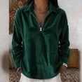 thumbnail image 2 of TRUBKH Zipper Shirts for Women Quarter Zip V Neck Long Sleeve Women's Relaxed Fit Polo Shirts Tunic Tops Business Casual Loose Pullover Casual Boho Summer Tops Green L, 2 of 5