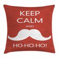 thumbnail image 1 of Keep Calm Throw Pillow Cushion Cover, Ho Ho Ho Quote with the Iconic Santa Mustache Joyful Christmas Feliz Navidad, Decorative Square Accent Pillow Case, 20 X 20 Inches, Red Coconut, by Ambesonne, 1 of 2