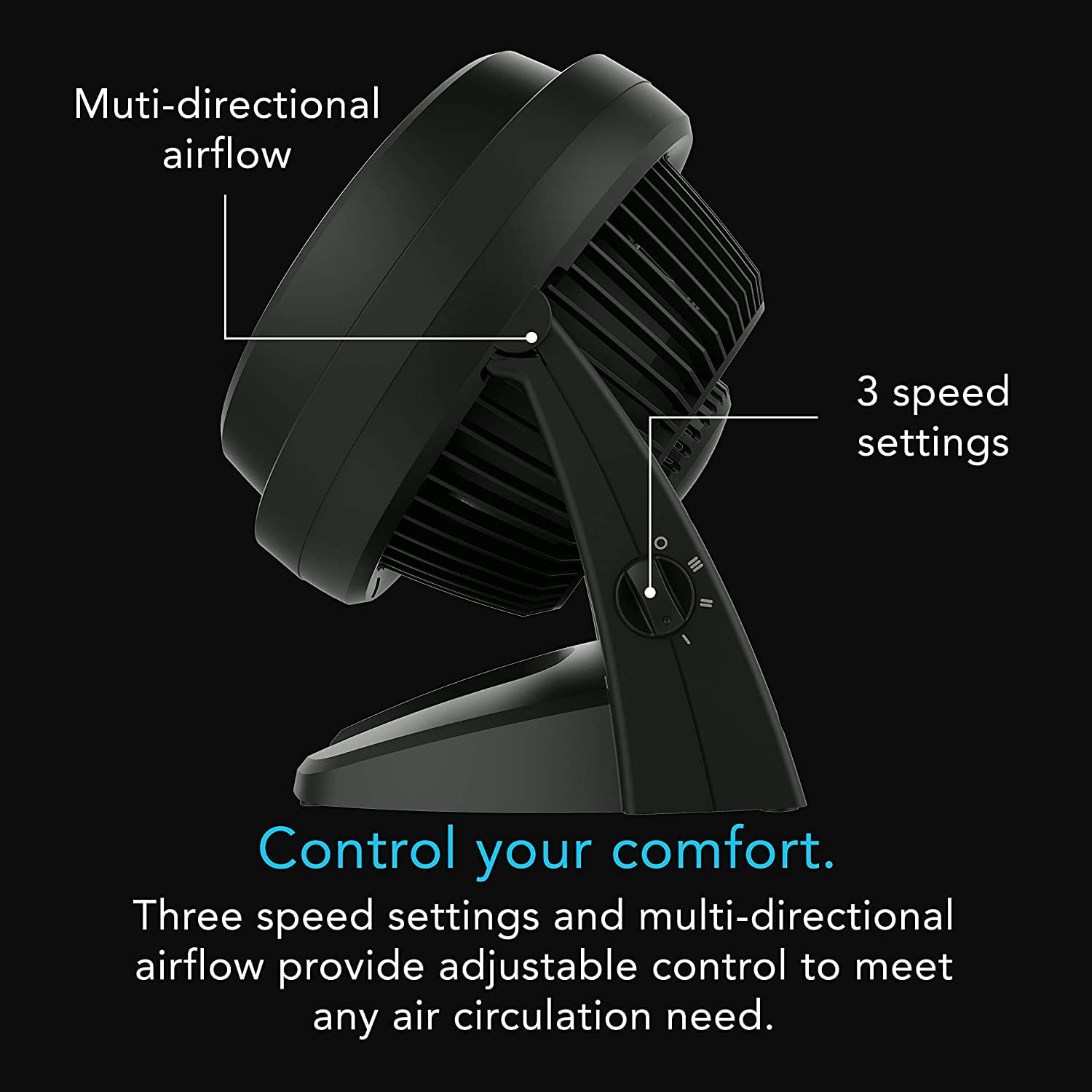 Vornado 630 Whole Room Fan, Mid-Size, Air Circulator, 3 Speeds, Black -  Walmart.com