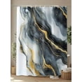 thumbnail image 4 of Abstract Art Marble Texture Shower Curtain, Black Gold Gradient Modern Art Waterproof Shower Curtain Set with 12 Hooks Lightweight Washable Fabric Shower Curtains for Bathroom 72x72 Inches, 4 of 6