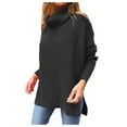 thumbnail image 5 of Gibobby Suéter de Cuello Alto para Mujer, Suéter 2023 para mujer, cuello alto, liso, casual, color sólido, cómodo, elegante(Negro,XG), 5 of 5