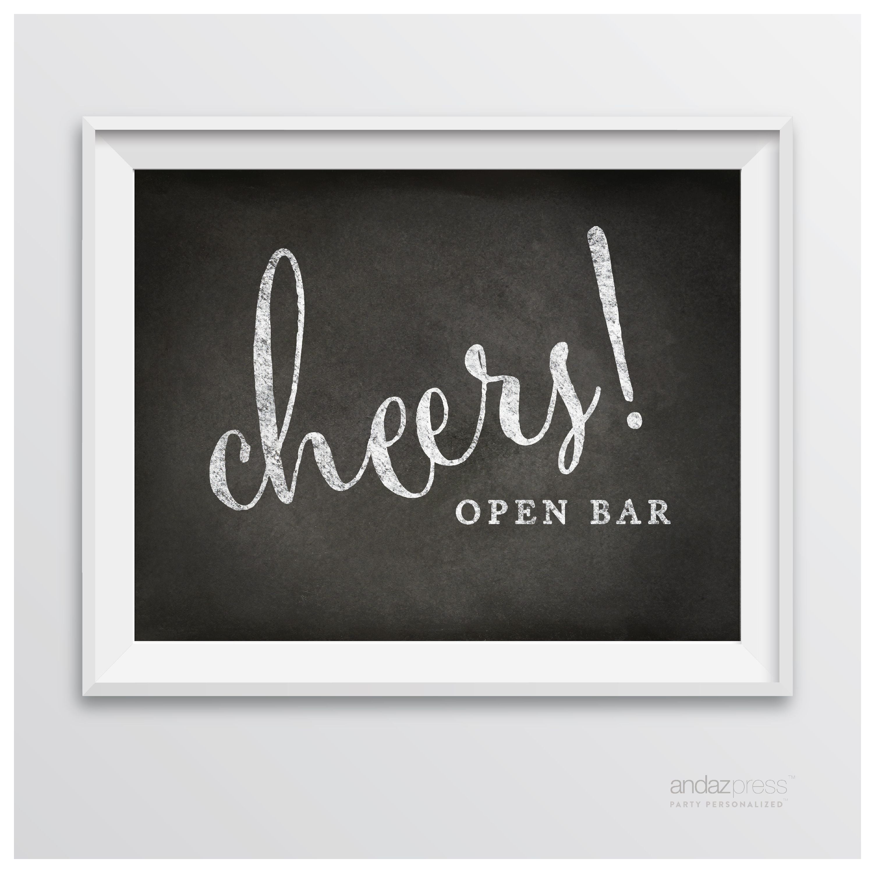 Open Bar Cheers! Vintage Chalkboard Wedding Party Signs