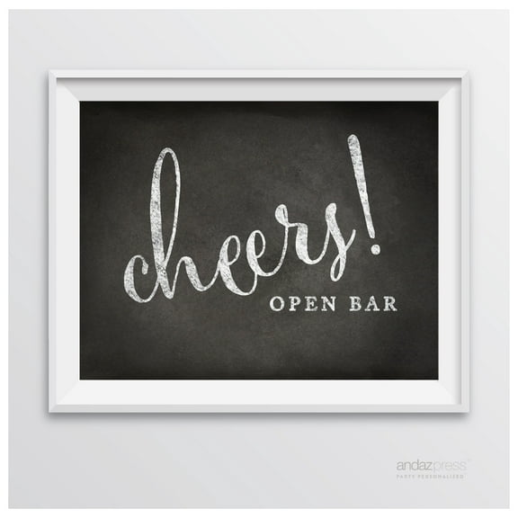 Open Bar Cheers! Vintage Chalkboard Wedding Party Signs