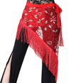 thumbnail image 2 of Chiffon Belly Dance Waist Chain Hip Scarf Women Tassels Sequins Belt Costume Red, 2 of 8