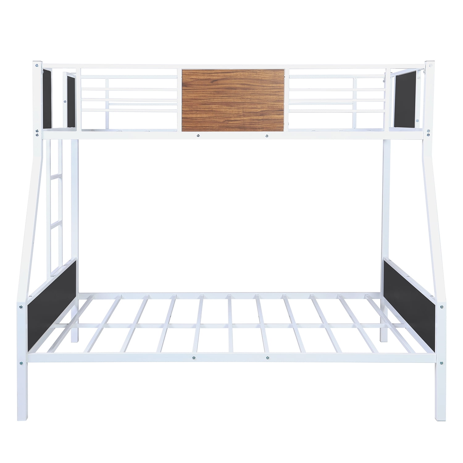 Kepooman Twin-over-Full Modern Steel Bunk Bed with Guardrail & Ladder for Bedroom, 77.2" x 54.7" x 66.5", White Kepooman Twin-over-Full Modern Steel Bunk Bed with Guardrail & Ladder for Bedroom, 77.2" x 54.7" x 66.5", White