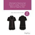 thumbnail image 2 of MeMoi Women's Nocturnal Notch Collar Cotton Blend Pajama Set - Womens - Female, Medium, Black Pink, 2 of 8