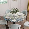 thumbnail image 5 of White Floral Round Tablecloth for 55-60 Inch Tables, Fitted Table Cover with Elastic Edge, Modern Farmhouse Oil Painting Plants Waterproof Outdoor Table Cloth Protector for Patio Garden Dinner Picnic, 5 of 9