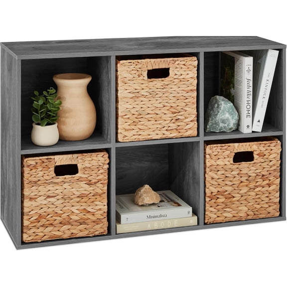 WILLYO  6-Cube Storage Organizer, 11in Shelf Opening, Bookcase, Display Shelf, Customizable w/ 3 Removable Back Panels – Dark Gray