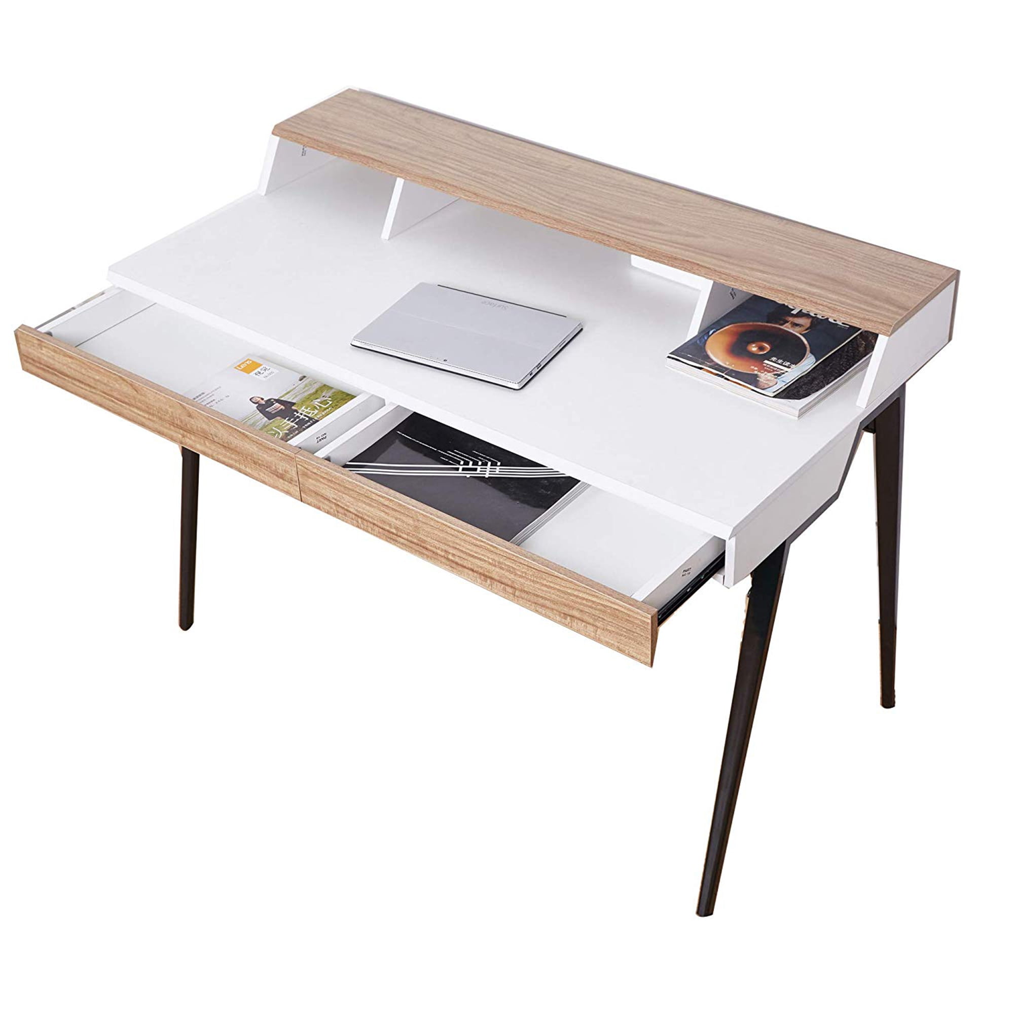 Dropship Solid Wood Computer Desk - 47'' Large Size Office Desk With 2  Drawers, Modern Simple Style PC Table With Gap Design For Home Office, Work,  Student, Study, Makeup Workstation (Beech) to