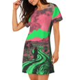 thumbnail image 2 of Disketp Neon Desert Moon para Camisón Corto de Manga Corta para Mujeres, Camisón Cómodo con Escote Redondo, Bonito y Confortable, 2 of 6