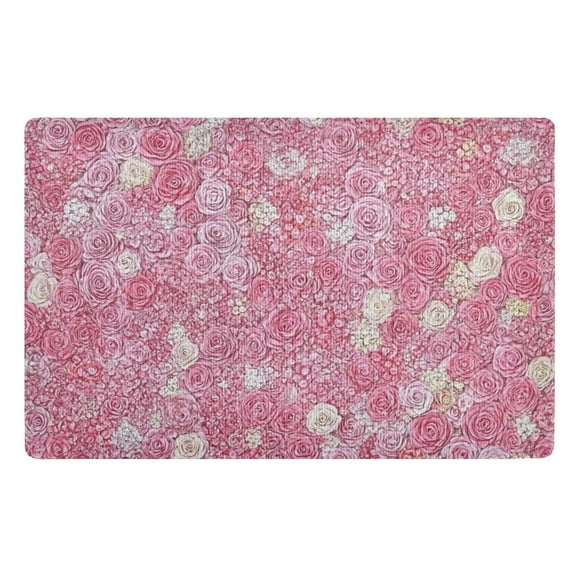 Pink Rose Floral Background Floor Door Mat Outdoor Indoor for Home Entrance Welcome Mats 32"x20"