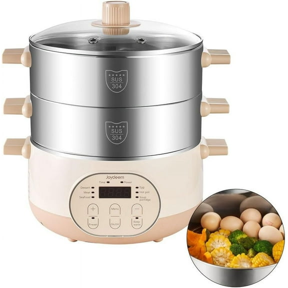 Joydeem Electric Food Steamer for Cooking, 2-Tier Stainless Steel Vegetable & Food Steamers, 15L/15.9 qt Large Capacity, JD-DZG15B