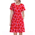 thumbnail image 1 of Bixox Robe d'Été à Manches Courtes pour Femmes Robe Ample Longueur Genou avec Poches-Cœur d'Amour, 1 of 7
