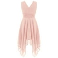 thumbnail image 2 of MSemis Kids Flower Girls V Neck Ruched Waist A Line Wedding Party Chiffon Gown, 2 of 2