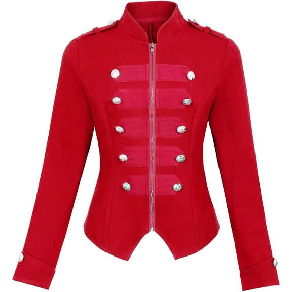 Women’s Victorian Steampunk Ringmaster Jacket Elegant Military Style Blazer Coat