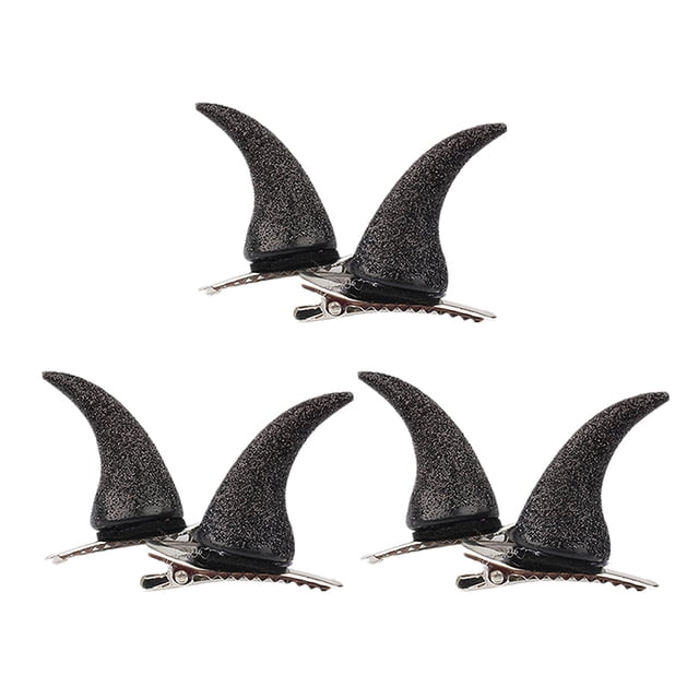 3 pares Cuernos góticos Cañas de cabello Halloween Accesorios para el cabello para mujeres