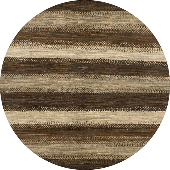 Ahgly Company Indoor Round Abstract Bakers Brown Oriental Area Rugs, 6' Round