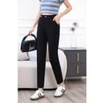 thumbnail image 3 of Women's Black Slim Fit Casual Pants, Thin Knit Stretch Fit Tapered Pants, Fashionable Tight Harem Pants for Summer, 3 of 7
