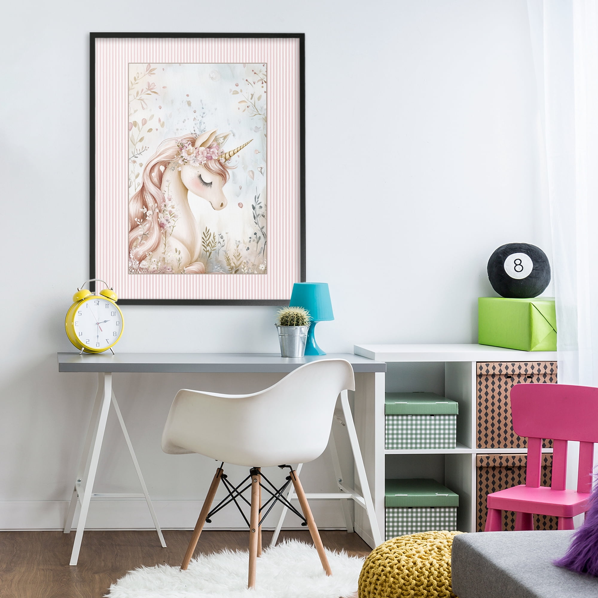 Stupell Industries Enchanted Dreams Unicorn Black Framed Giclee Art, design by Christine Simpson Art