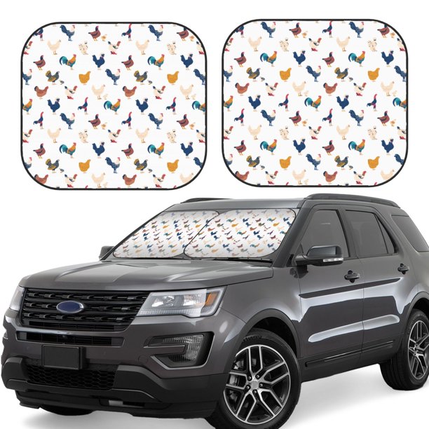 Fotbe Various Rooster Juego de 2 Piezas de Parasoles para Parabrisas | Bloqueador Solar para Auto | Accesorios Plegables para Protección Solar Interior-Medium