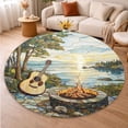 thumbnail image 5 of Round Area Rug, Guitar Firepit 1 Non-Slip Floor Mat, Soft Washable Carpet for Living Room Bedroom Decor 24 Inch, 5 of 6