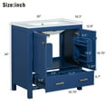 thumbnail image 6 of Euroco 30" Blue Bathroom Vanity with Single Sink, Combo Cabinet Undermount Sink, Bathroom Storage Cabinet with 2 Doors and a Drawer, Soft Closing, Multifunctional Storage, Solid Wood Frame, 6 of 7