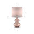 thumbnail image 5 of 510 Design Curved Glass Table Desk Lamp Set of 2 with Drum-shaped Shade and Bottle-Gourd Body, Pink, 5 of 6