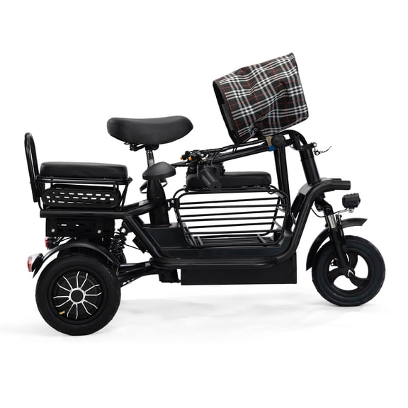 JAXPETY Folding Electric Tricycle, 3 Wheel Motorized Bicycle with 48V 400W Lithium Battery, for Men/Women/Kids, Perfect Spring Gift for Family, Black