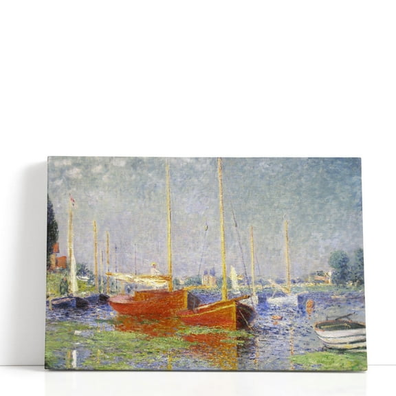 Red Boats at Argenteuil, 1875 - Wrapped Canvas Print Wall Art | 18" W x 12" H