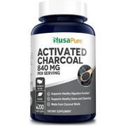 NusaPure Activated Charcoal 840 mg- 200 Veggie Capsules (Vegan, Non-GMO & Gluten-Free)