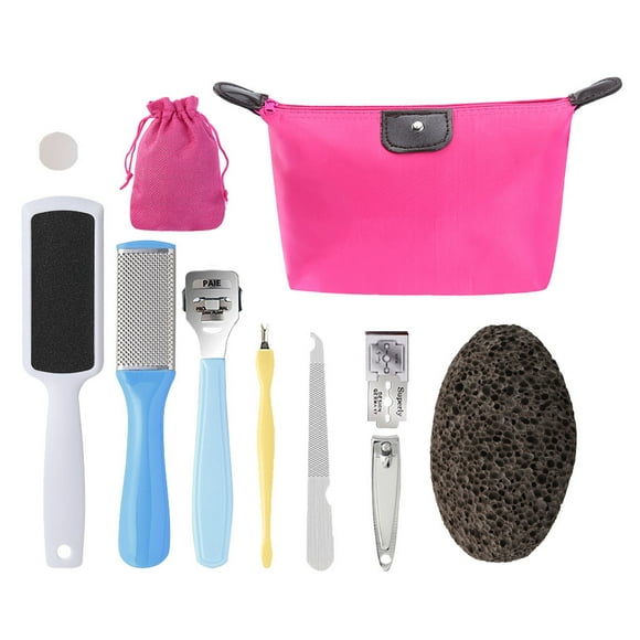 Pretty See 10 in 1 Foot File Set Practical Callus Remover Stainless Steel Pedicure Rasp Tools, Suitable for Removing Cracked and Dead Skin
