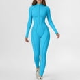 thumbnail image 6 of FNFYFH Women Long Sleeve Workout Jumpsuit Zip Up Romper Bottom Pants Bodysuit Bodycon One Piece Jumpsuits, 6 of 10